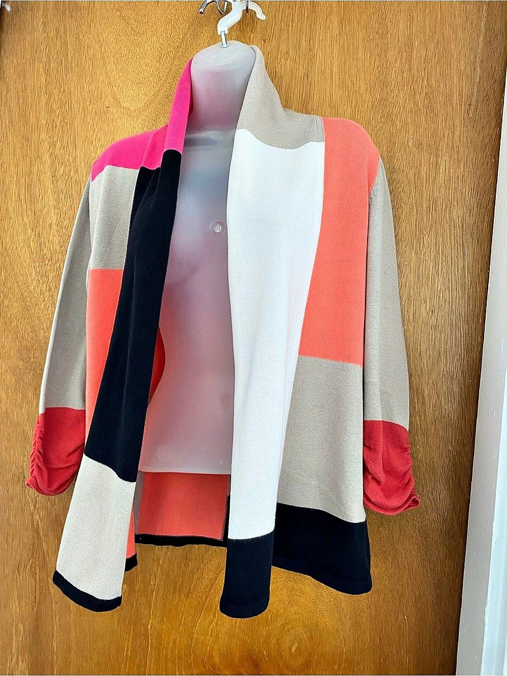 Color Block Cardigan in Pink & Black Like New